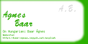 agnes baar business card